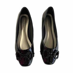 Pierre Dumas Women's Moni 66 Black Faux Patent Flats Slip-On Shoes Size 8M